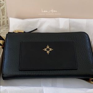 India Hicks Black Wallet with Gold Accents